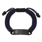 Men's Polished Black White Enamel Stainless Steel Nylon Chain Bracelet 11mm