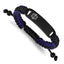 Men's Polished Black White Enamel Stainless Steel Nylon Chain Bracelet 11mm