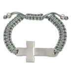 Men's Brushed and Polished Cross Stainless Steel Nylon Chain Bracelet 11mm