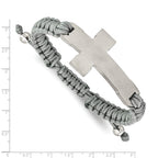 Men's Brushed and Polished Cross Stainless Steel Nylon Chain Bracelet 11mm