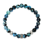 Antiqued Blue Apatite Stainless Steel Bracelet 8mm