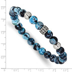 Antiqued Blue Apatite Stainless Steel Bracelet 8mm