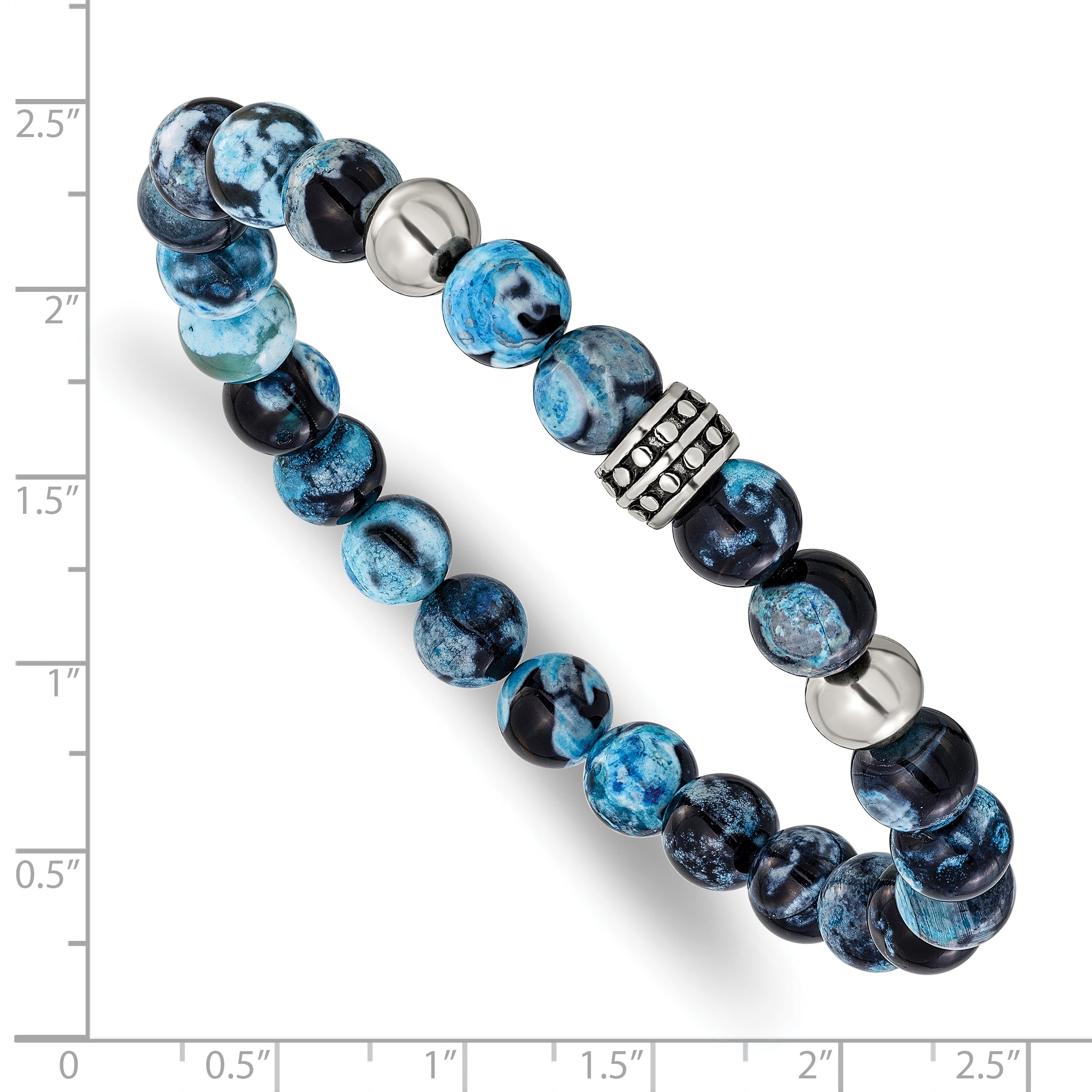 Antiqued Blue Apatite Stainless Steel Bracelet 8mm