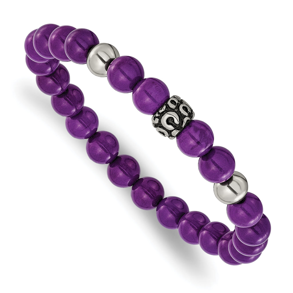 Antiqued Purple Stainless Steel Bracelet 8mm