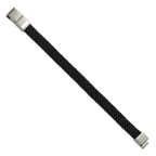 Men's Black Ion-Plated Brushed and Polished Braided Stainless Steel Nylon Chain Bracelet 11mm