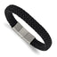 Men's Black Ion-Plated Brushed and Polished Braided Stainless Steel Nylon Chain Bracelet 11mm