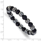 Polished Black Agate Stainless Steel Bracelet 8mm