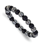 Polished Black Agate Stainless Steel Bracelet 8mm