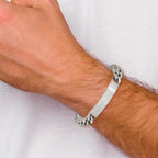 Men's Brushed and Polished Stainless Steel ID Bracelet 10mm