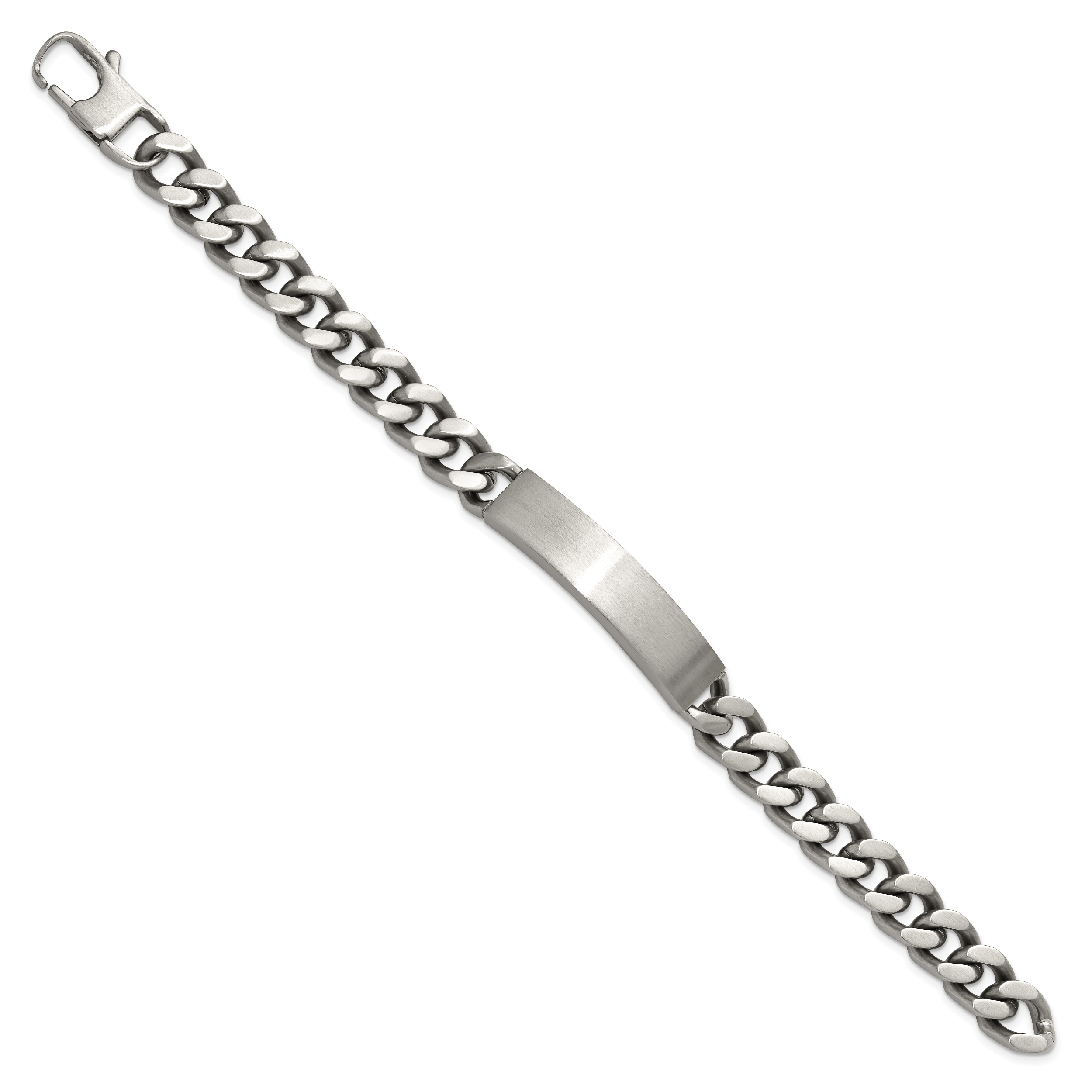 Men's Brushed and Polished Stainless Steel ID Bracelet 10mm Secondary image