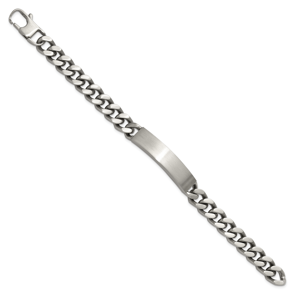 Men's Brushed and Polished Stainless Steel ID Bracelet 10mm
