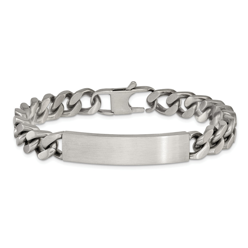 Men's Brushed and Polished Stainless Steel ID Bracelet 10mm