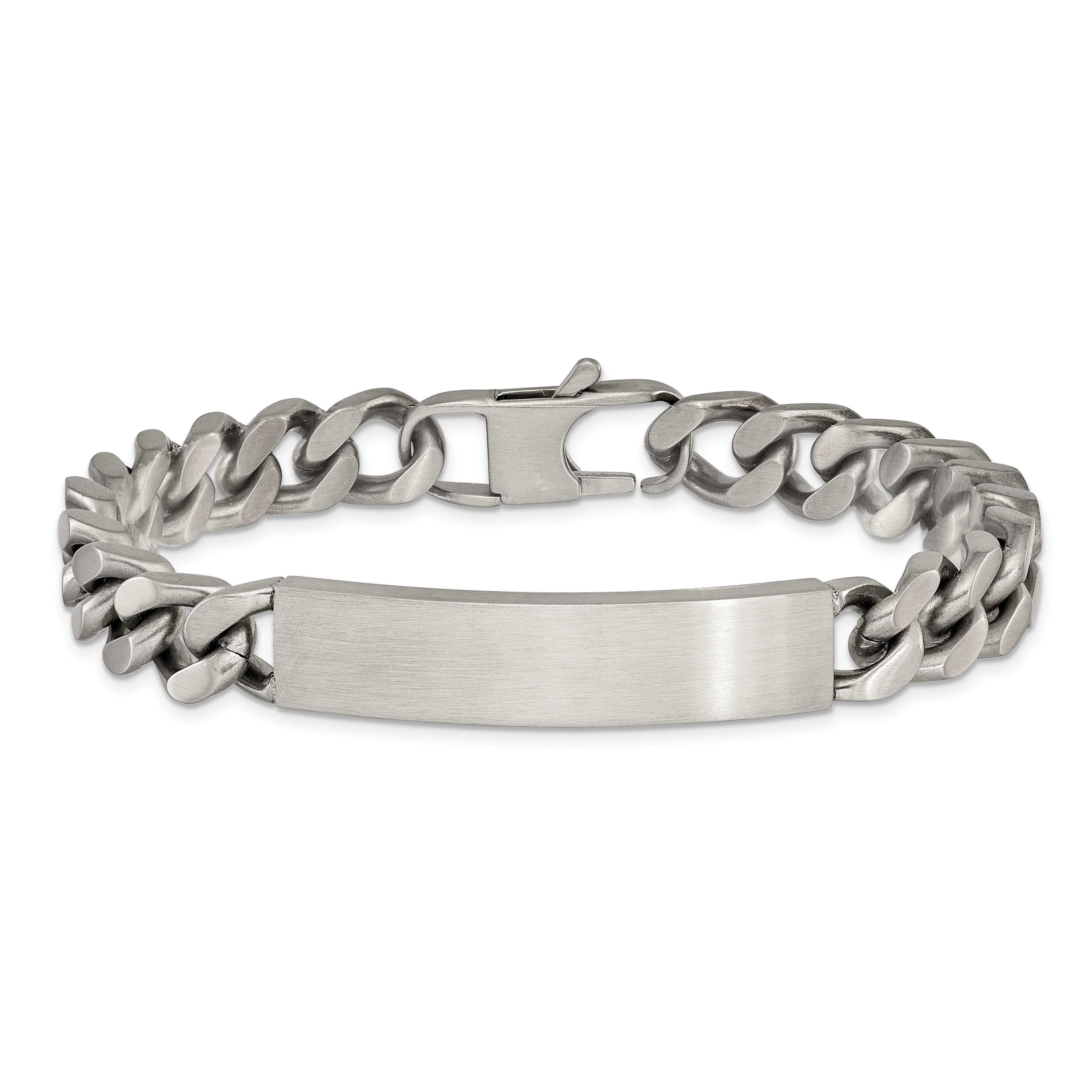 Men's Brushed and Polished Stainless Steel ID Bracelet 10mm