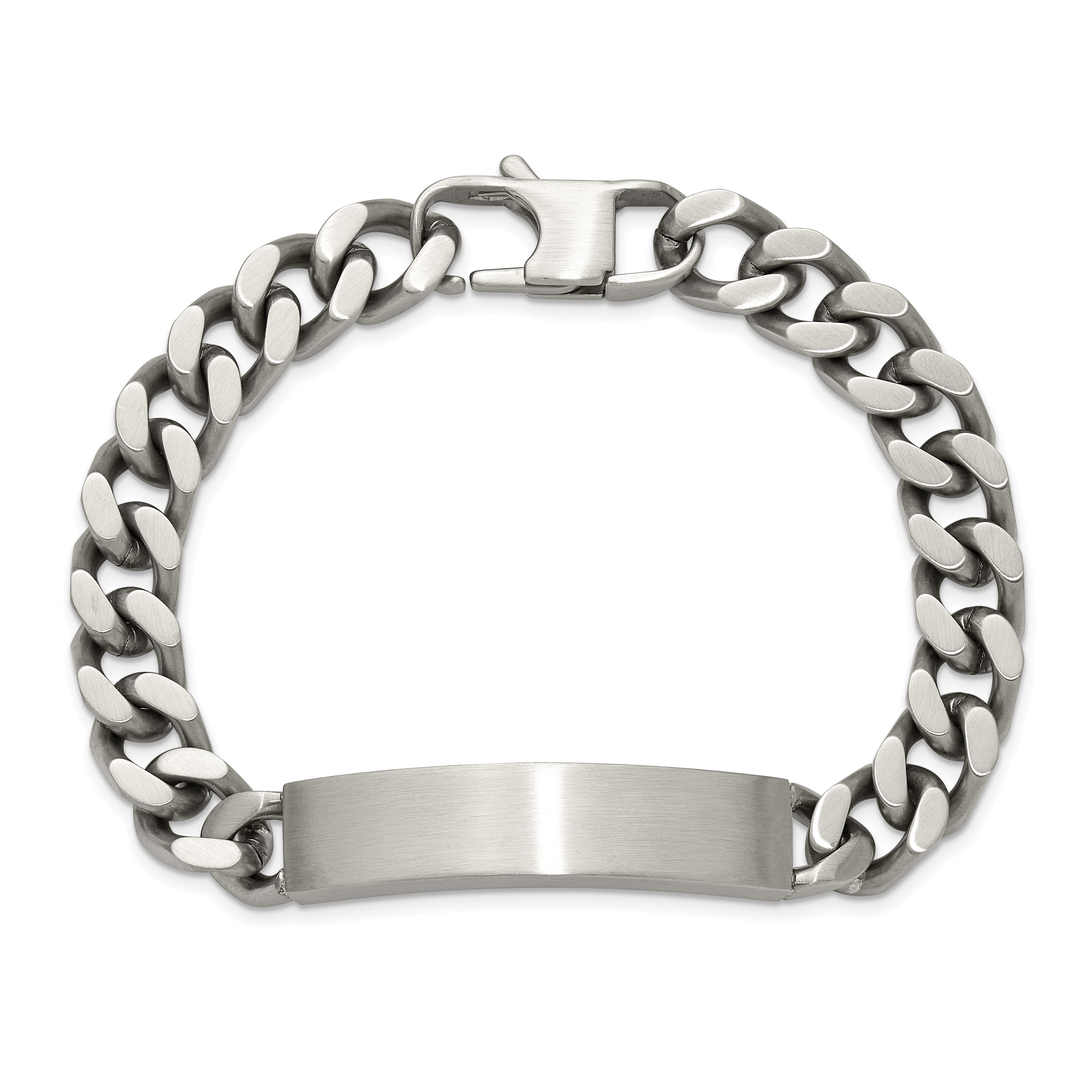 Men's Brushed and Polished Stainless Steel ID Bracelet 10mm