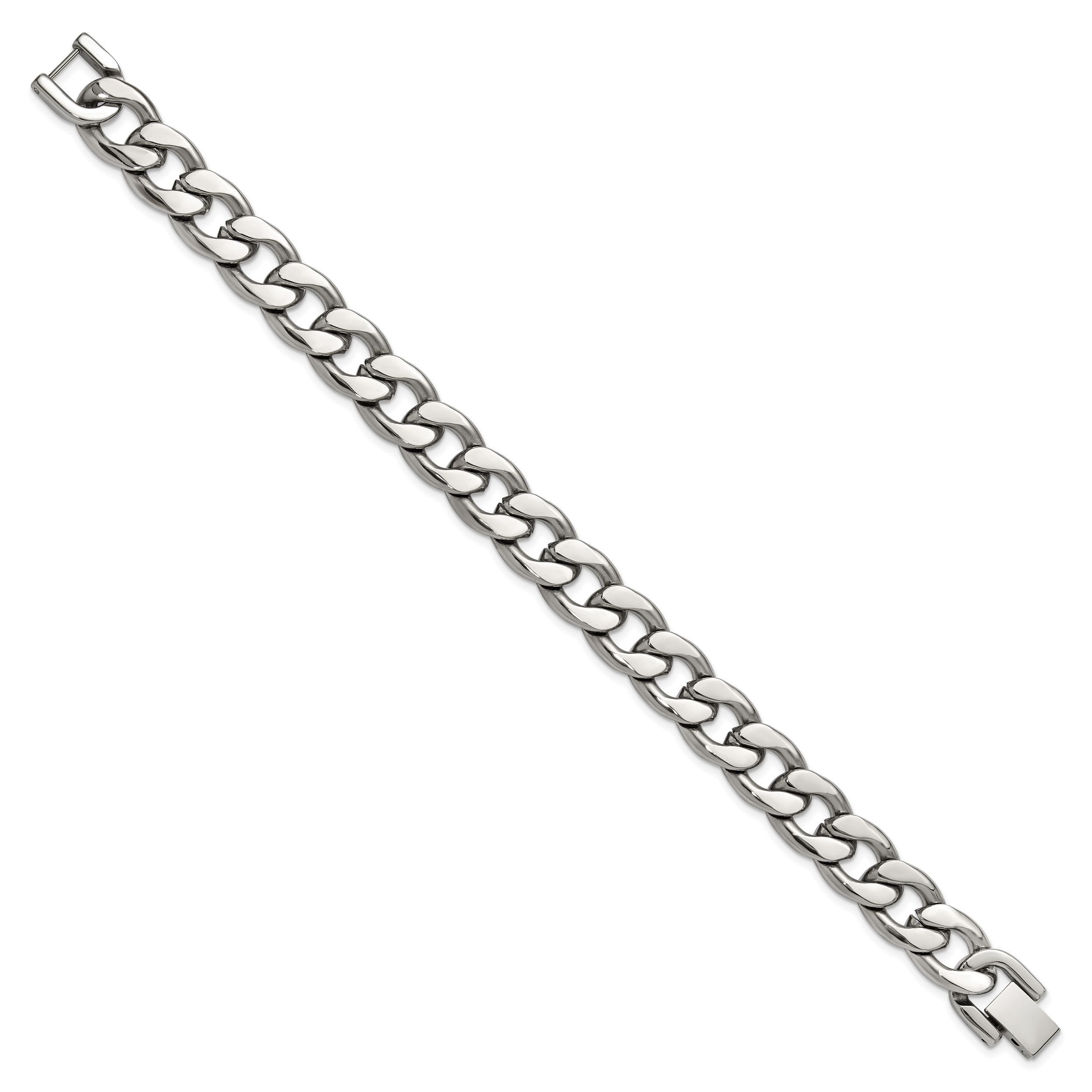Men's Polished Stainless Steel Curb Chain Bracelet 11mm Secondary image