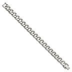 Men's Polished Stainless Steel Curb Chain Bracelet 11mm