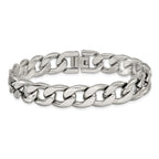 Men's Polished Stainless Steel Curb Chain Bracelet 11mm