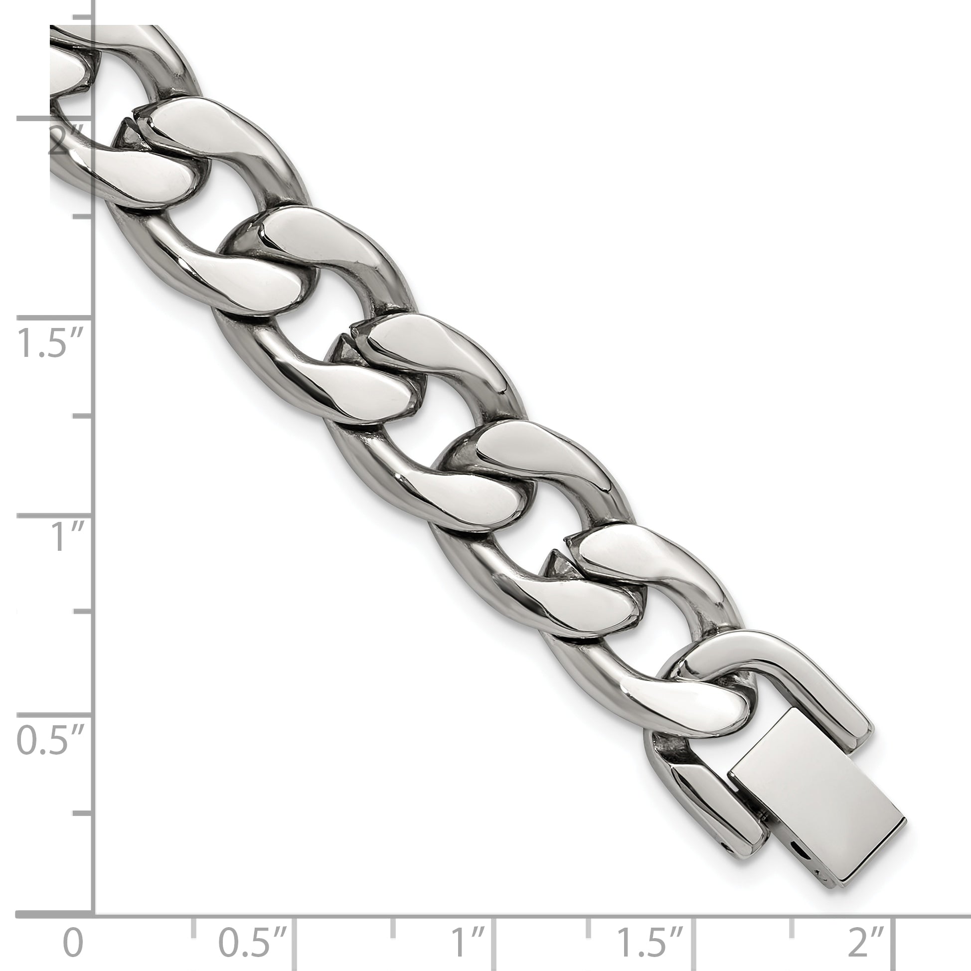 Men's Polished Stainless Steel Curb Chain Bracelet 11mm