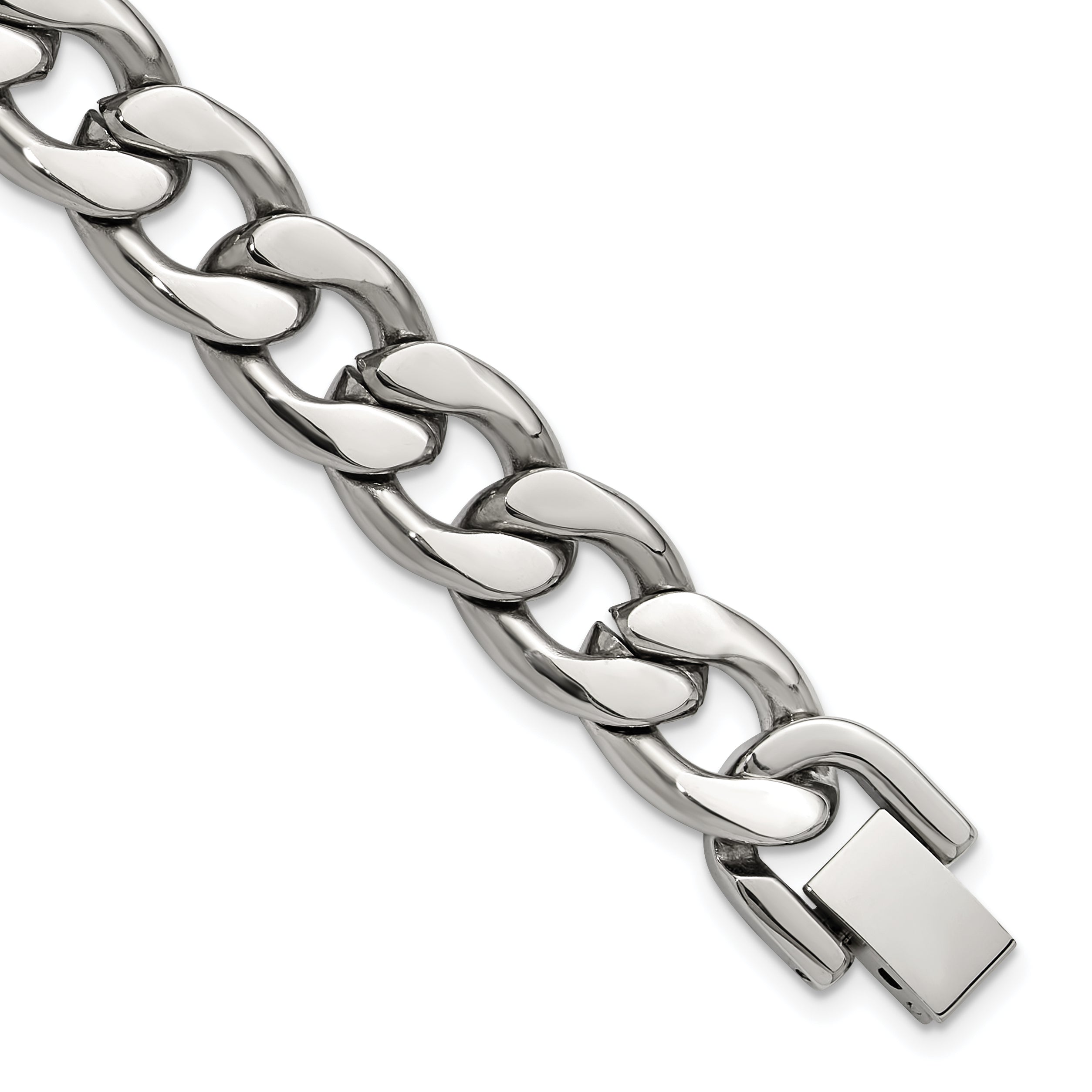 Men's Polished Stainless Steel Curb Chain Bracelet 11mm Main image