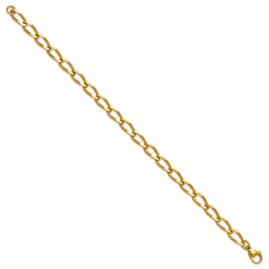 Polished Gold-Tone Stainless Steel Curb Chain Bracelet 6mm