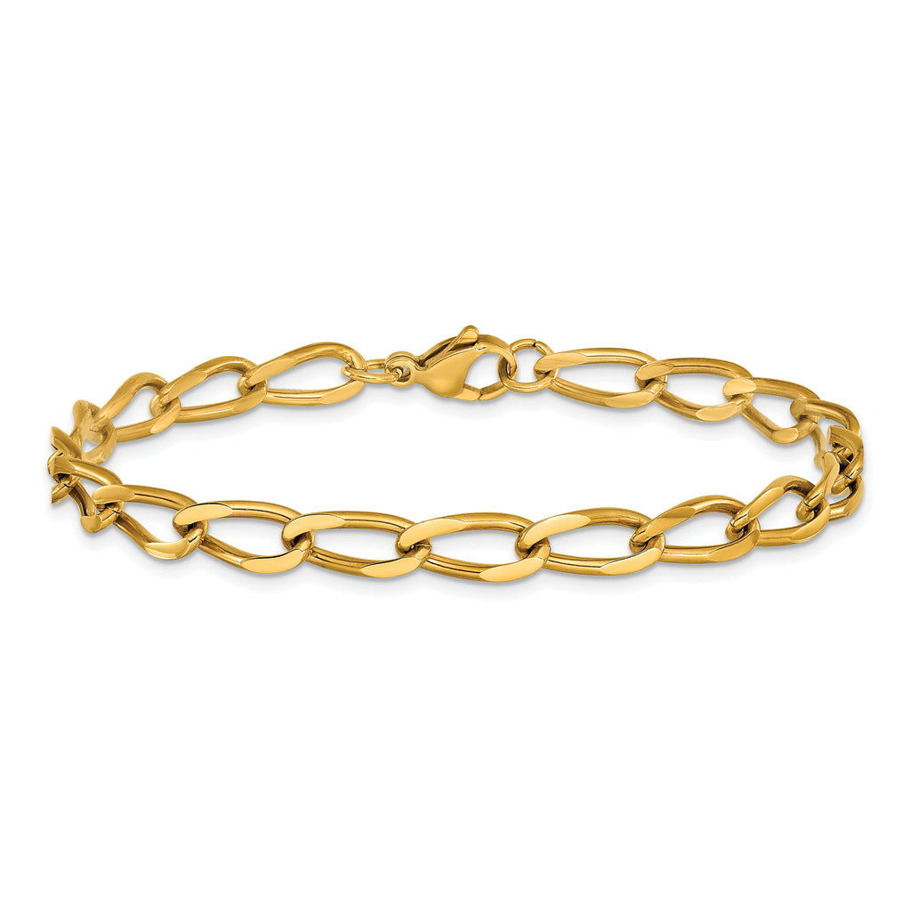 Polished Gold-Tone Stainless Steel Curb Chain Bracelet 6mm
