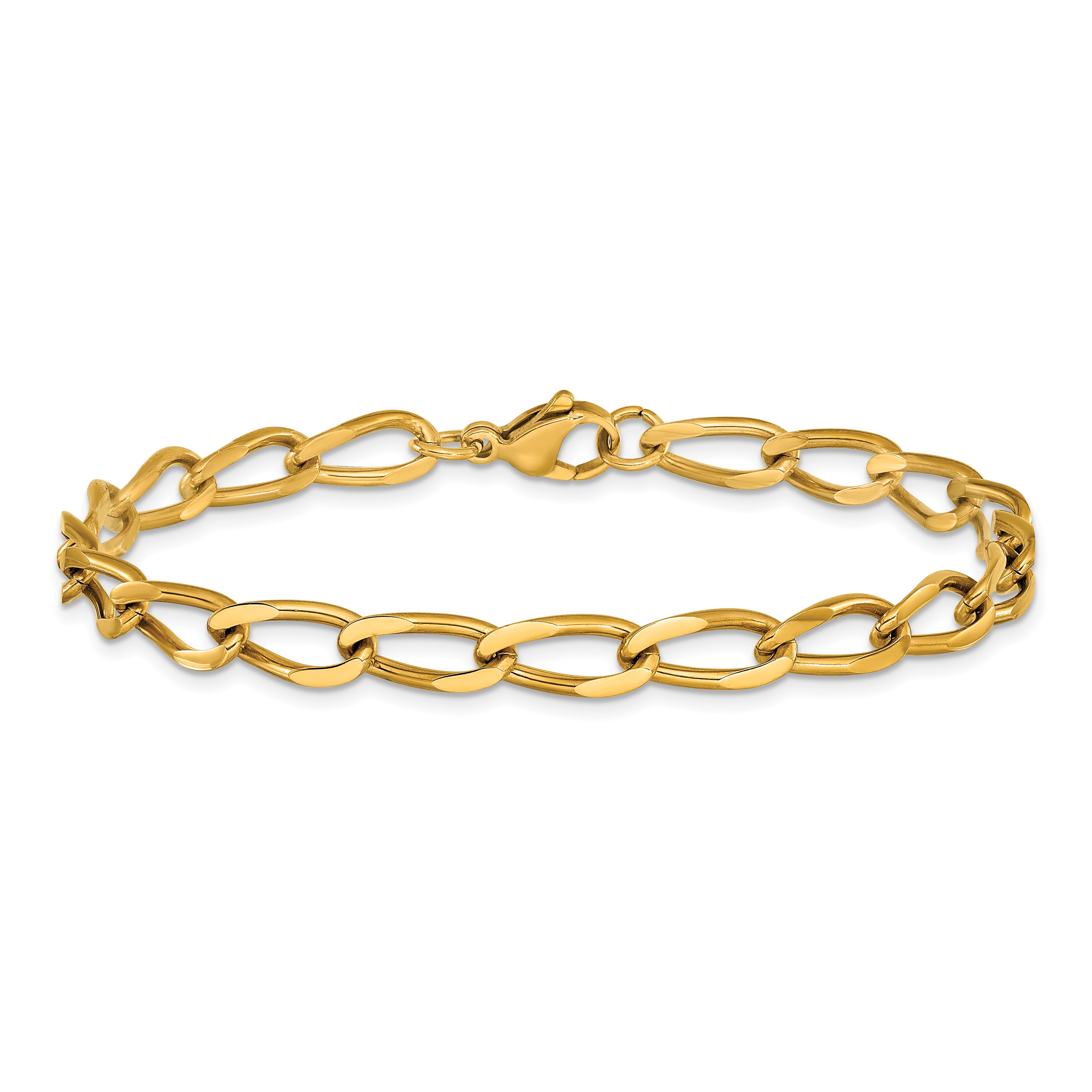 Polished Gold-Tone Stainless Steel Curb Chain Bracelet 6mm