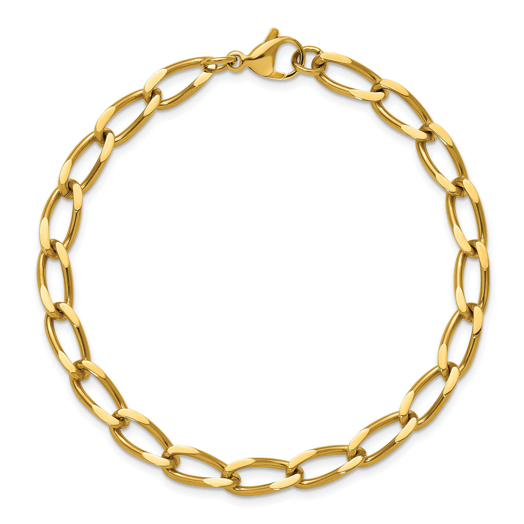 Polished Gold-Tone Stainless Steel Curb Chain Bracelet 6mm