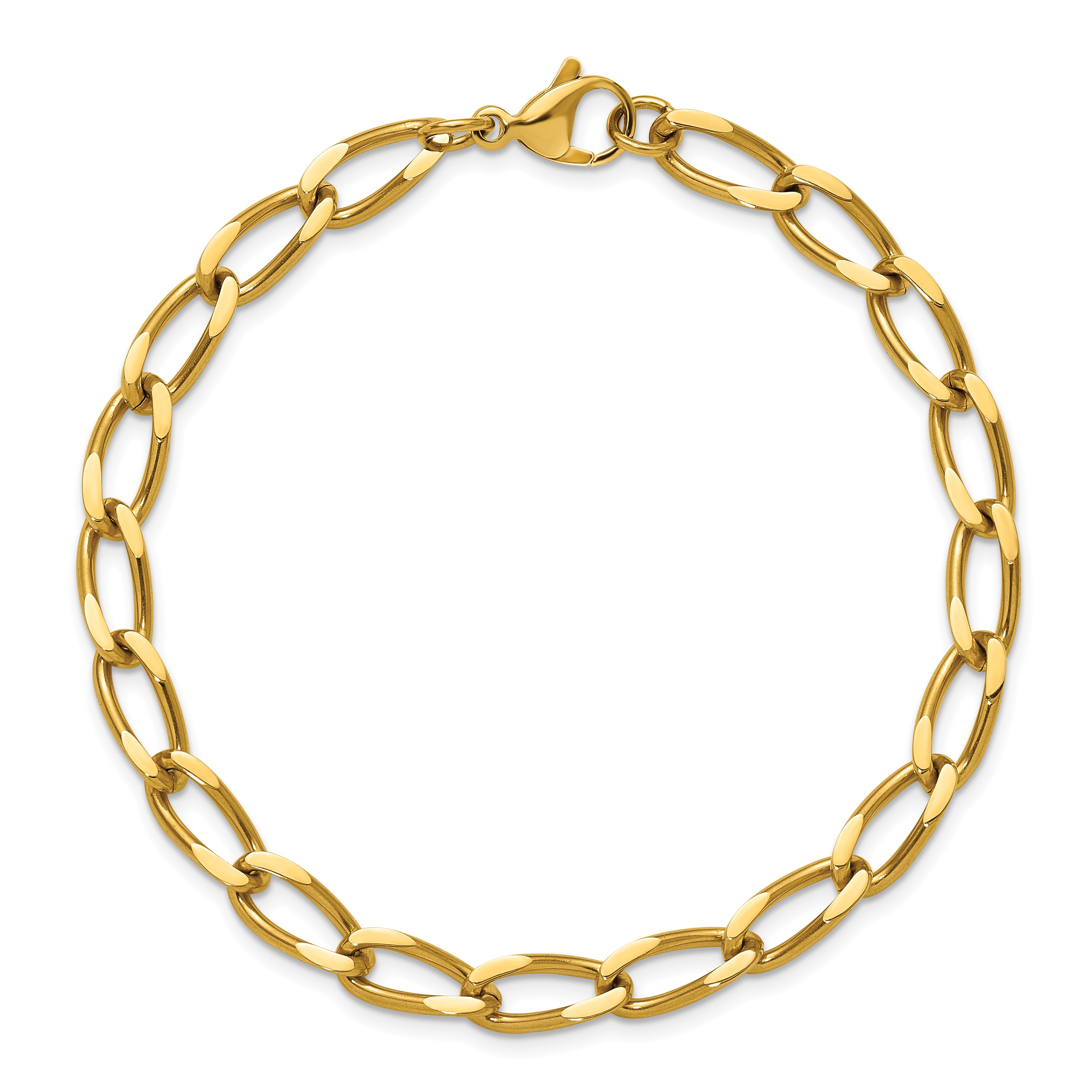 Polished Gold-Tone Stainless Steel Curb Chain Bracelet 6mm