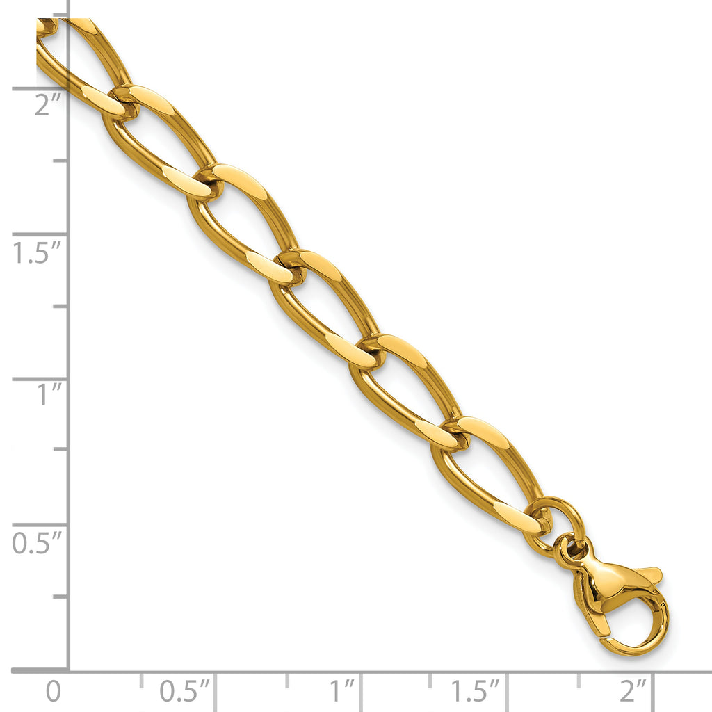 Polished Gold-Tone Stainless Steel Curb Chain Bracelet 6mm