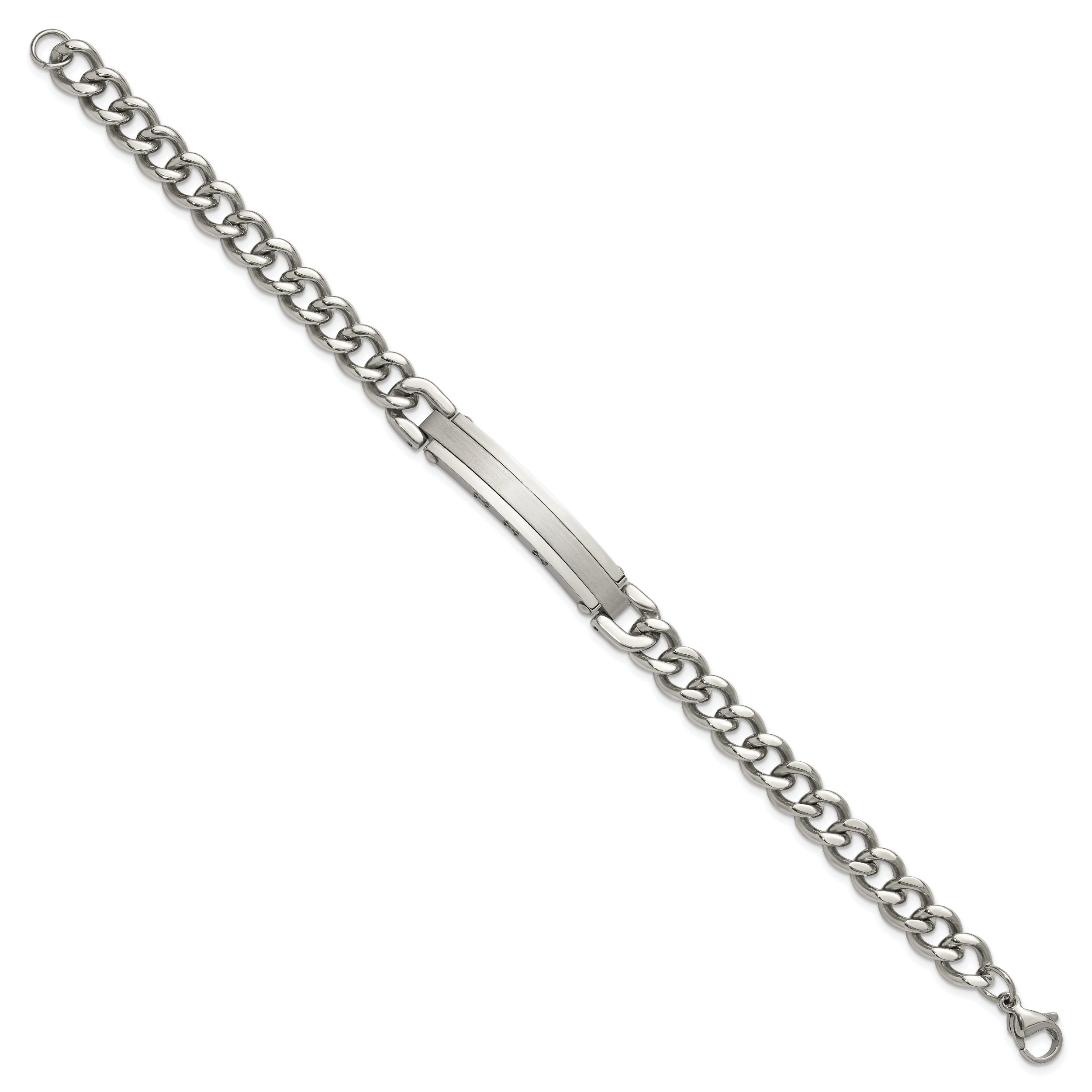 Men's Brushed and Polished Stainless Steel ID Bracelet 8mm Secondary image