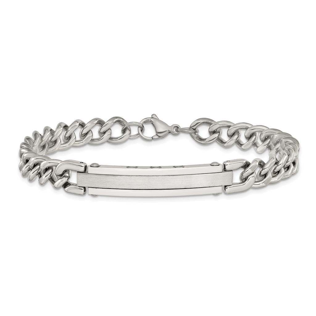 Men's Brushed and Polished Stainless Steel ID Bracelet 8mm