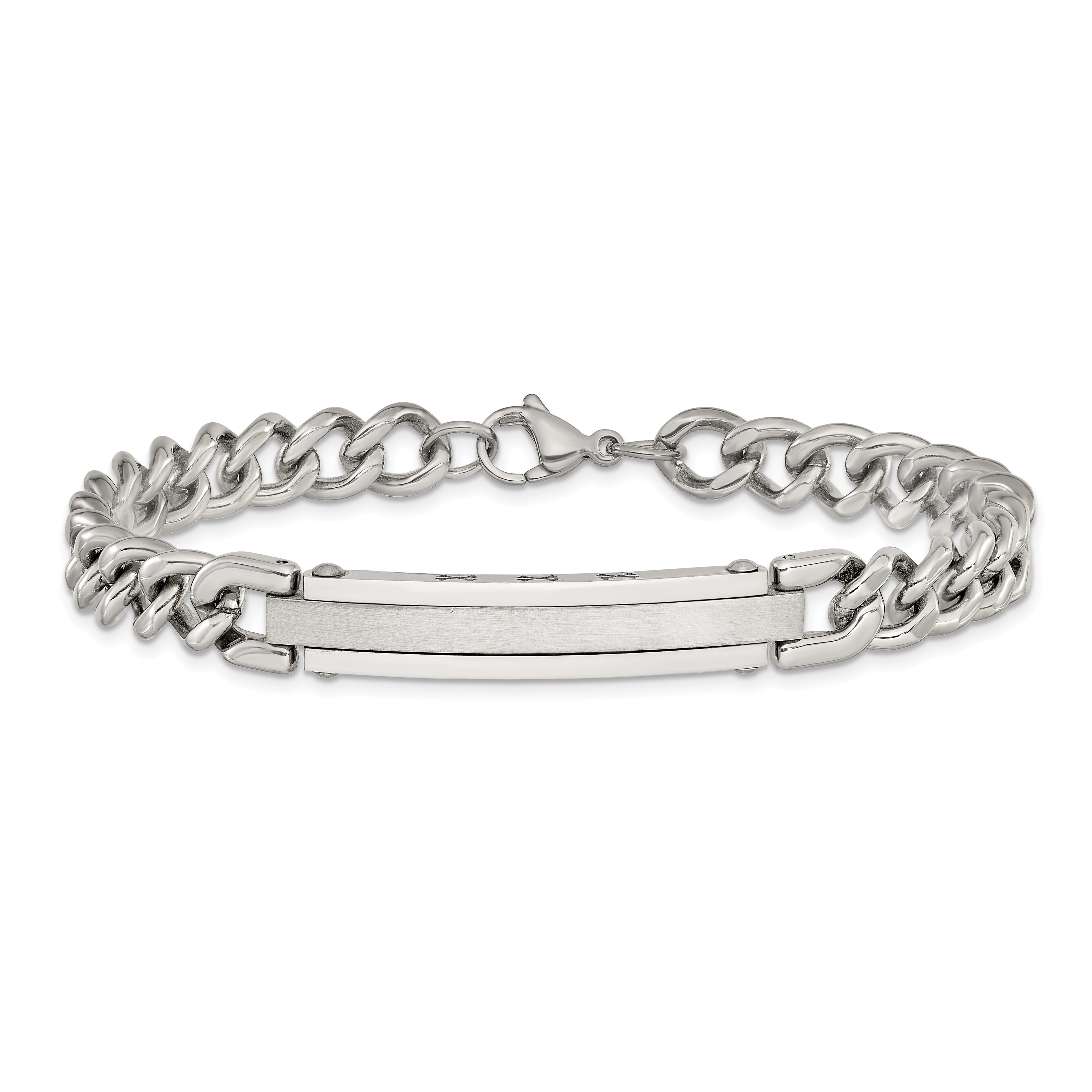 Men's Brushed and Polished Stainless Steel ID Bracelet 8mm