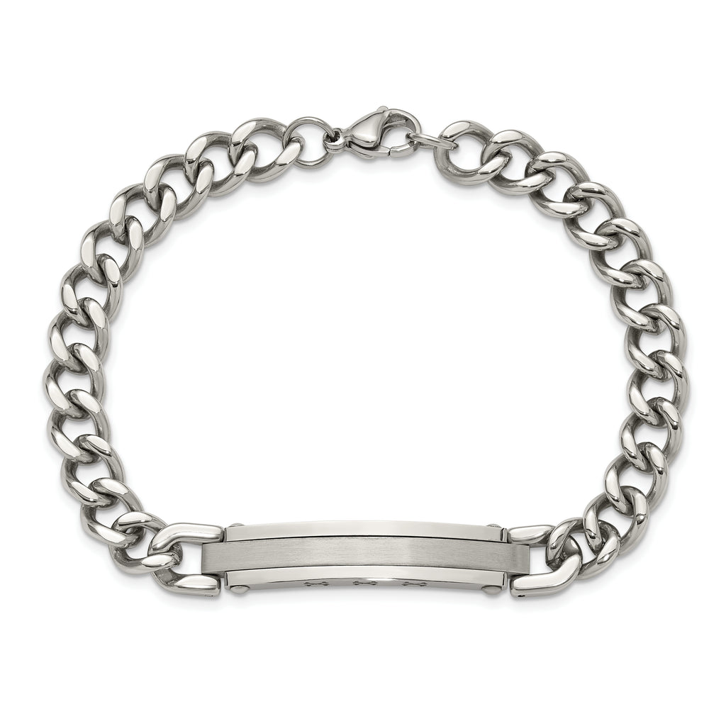 Men's Brushed and Polished Stainless Steel ID Bracelet 8mm