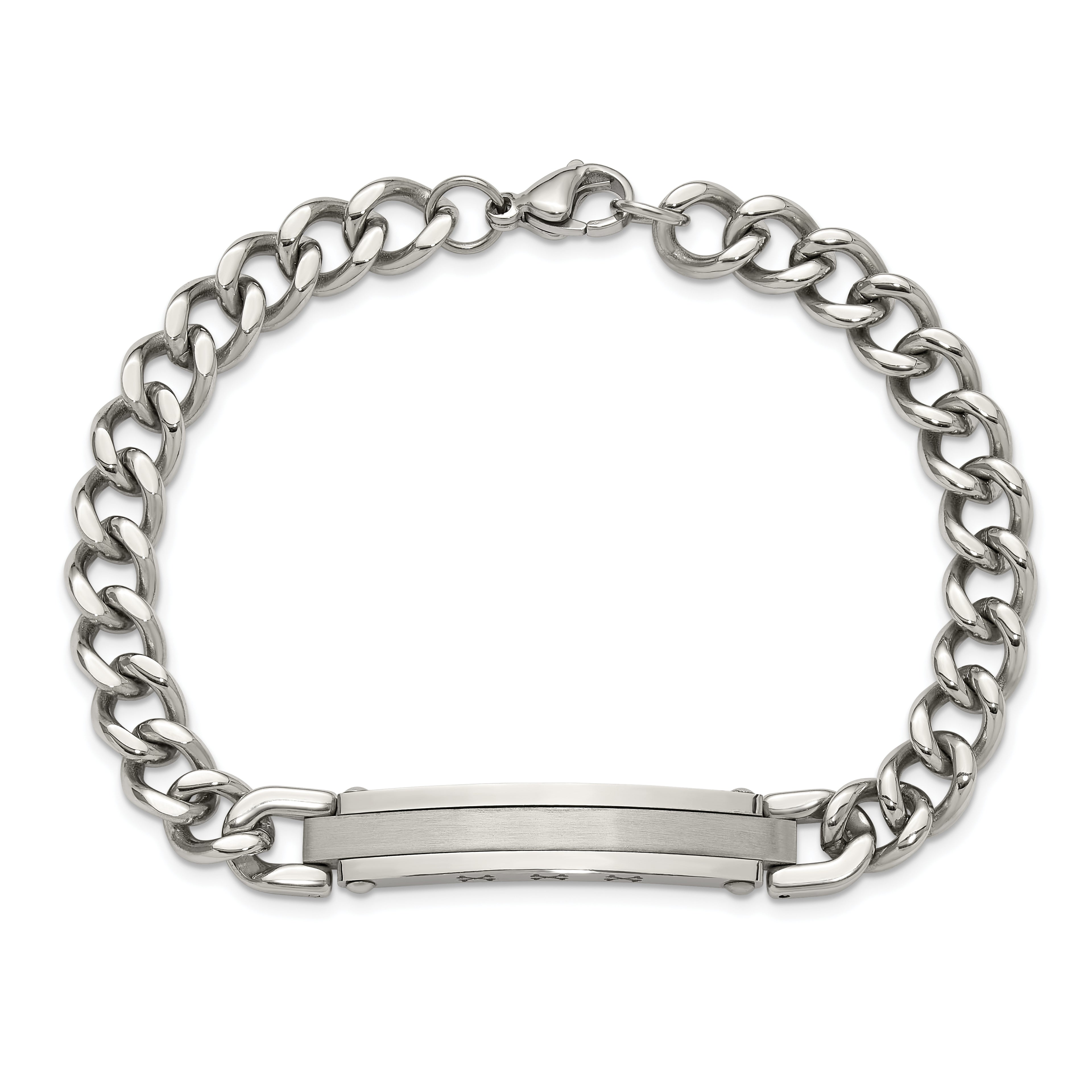 Men's Brushed and Polished Stainless Steel ID Bracelet 8mm