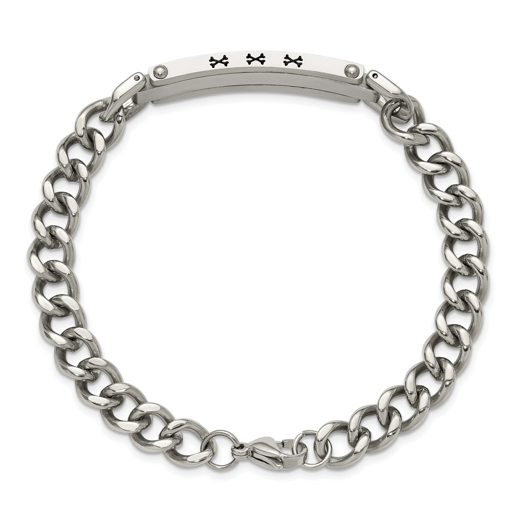 Men's Brushed and Polished Stainless Steel ID Bracelet 8mm