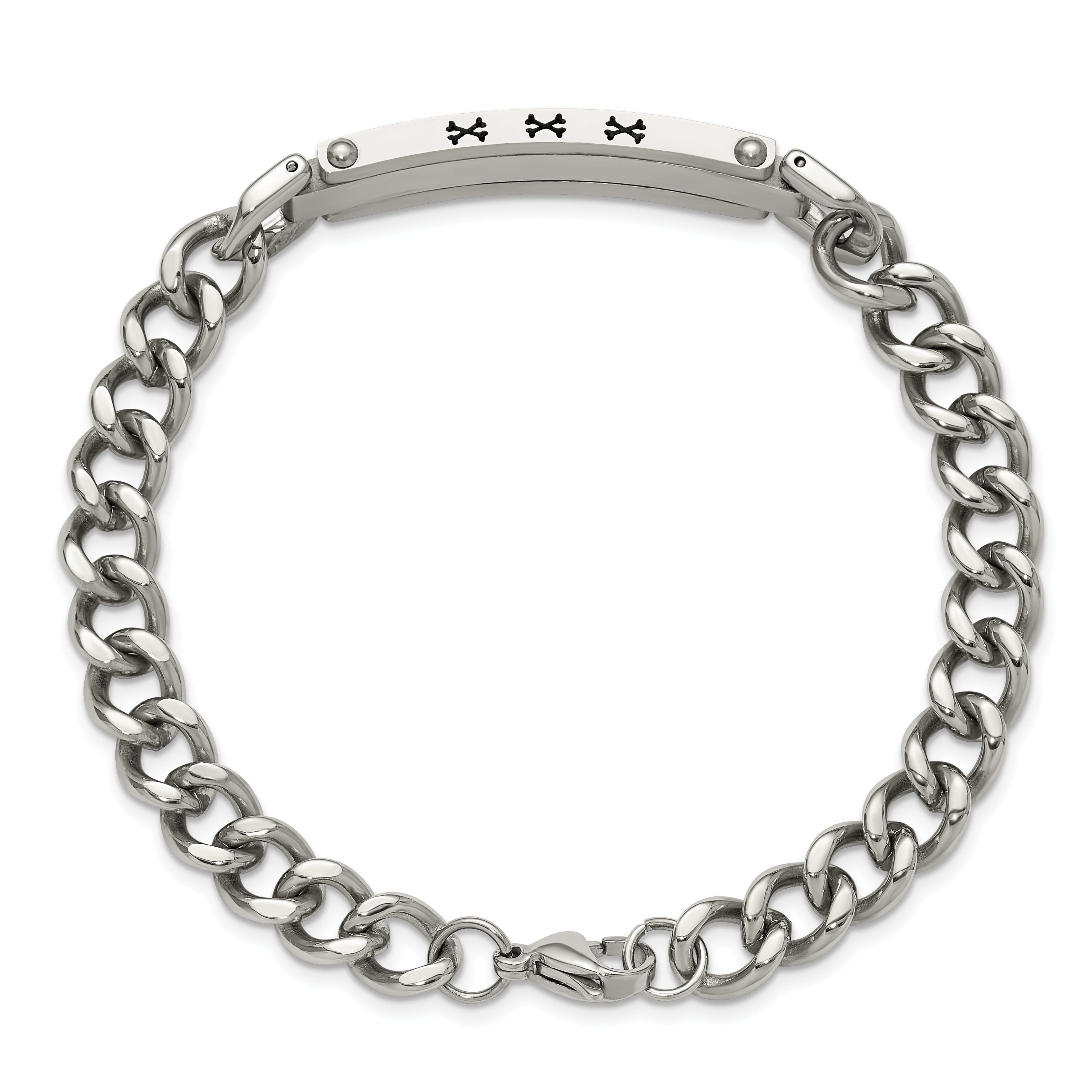 Men's Brushed and Polished Stainless Steel ID Bracelet 8mm