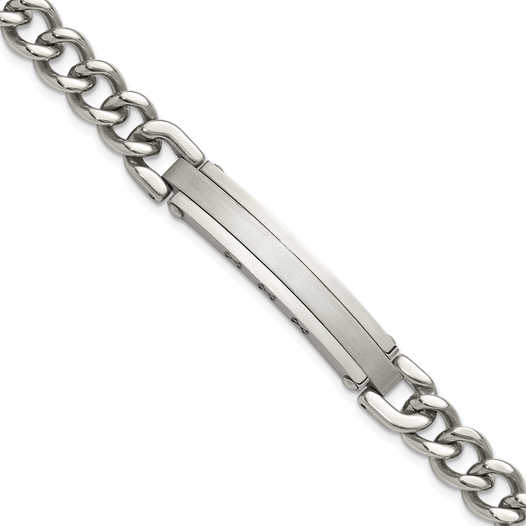 Men's Brushed and Polished Stainless Steel ID Bracelet 8mm