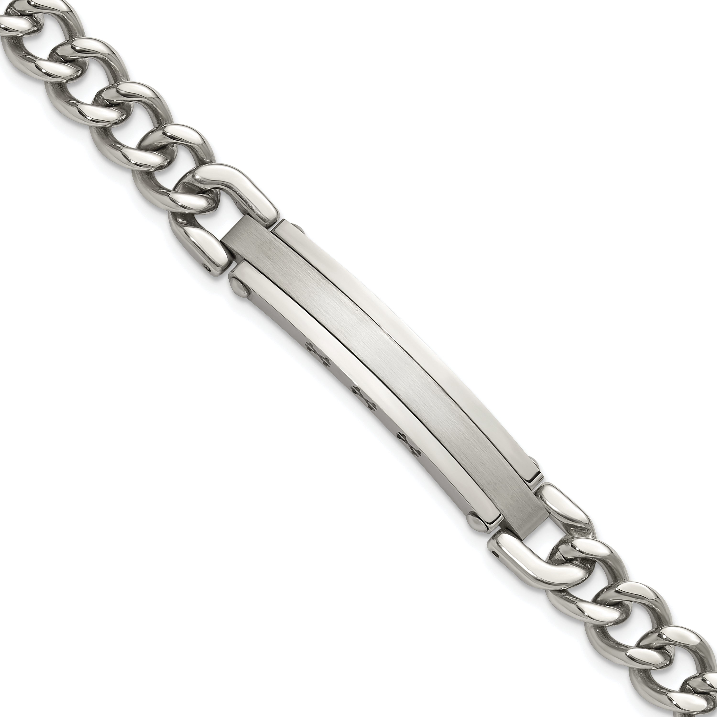 Men's Brushed and Polished Stainless Steel ID Bracelet 8mm