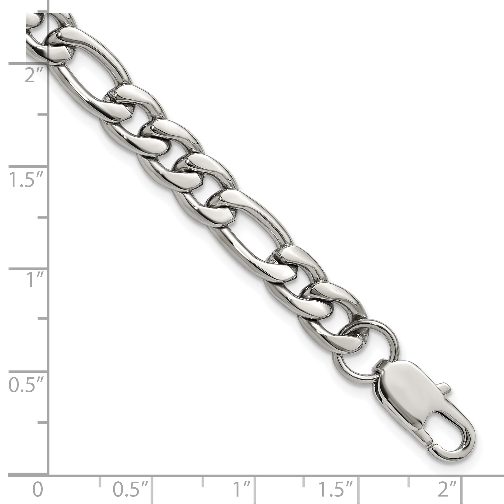 Polished Stainless Steel Figaro Chain Bracelet 8mm