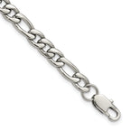 Polished Stainless Steel Figaro Chain Bracelet 8mm