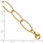 Gold-Tone Polished Textured Stainless Steel Open Link Chain Bracelet 8mm