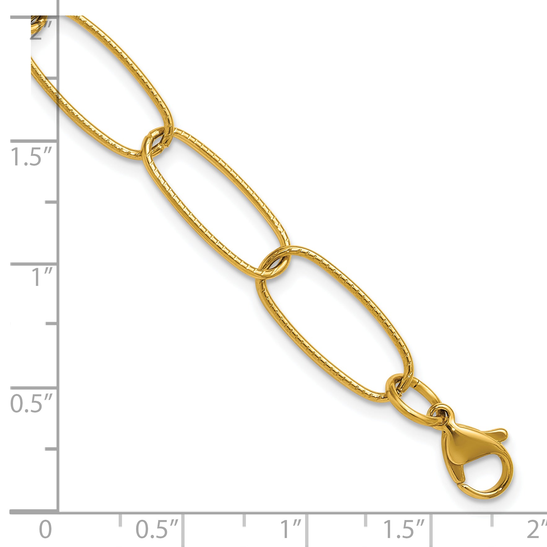 Gold-Tone Polished Textured Stainless Steel Open Link Chain Bracelet 8mm