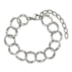 Polished Textured Stainless Steel Bracelet 15mm