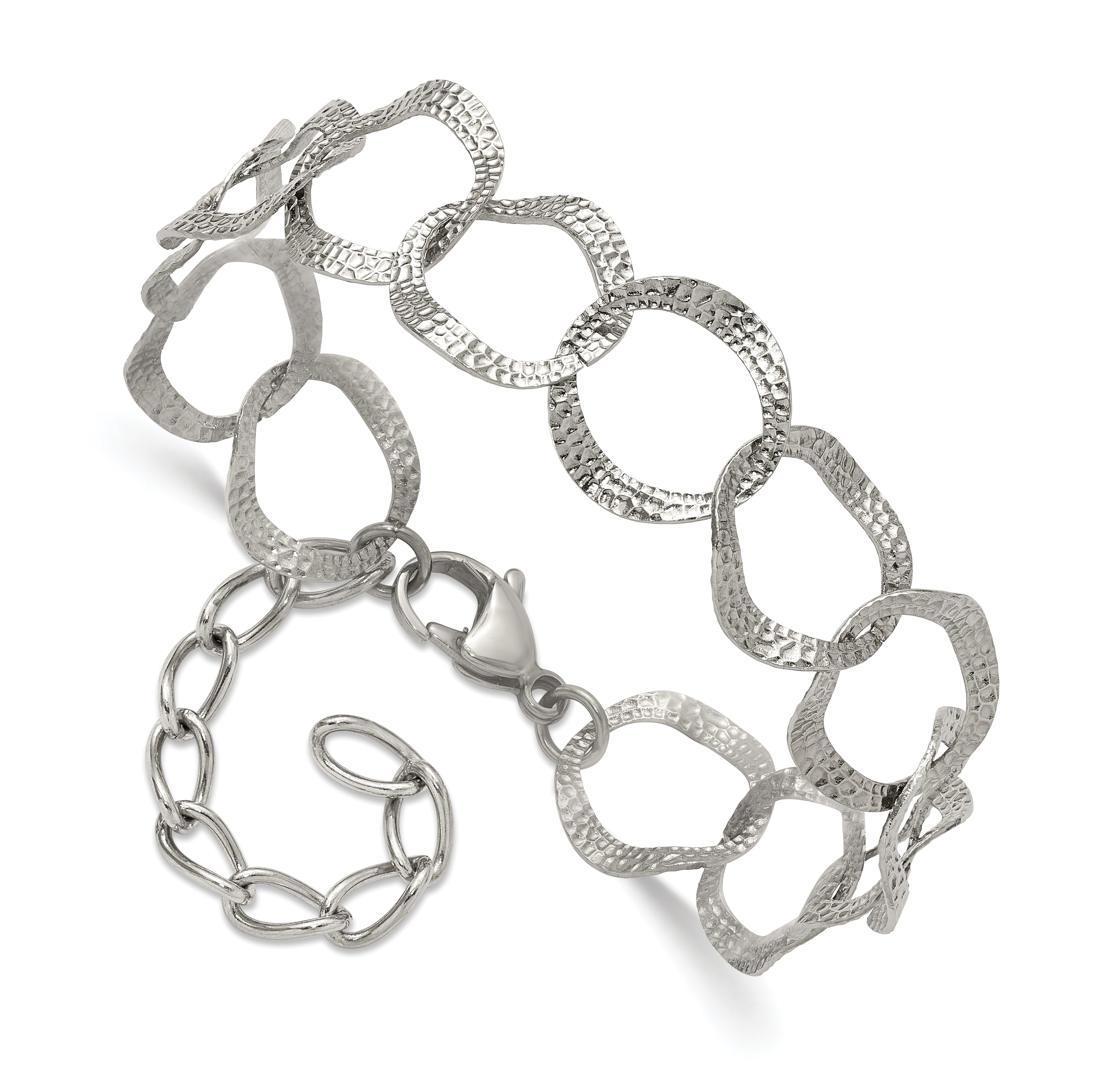 Polished Textured Stainless Steel Bracelet 15mm