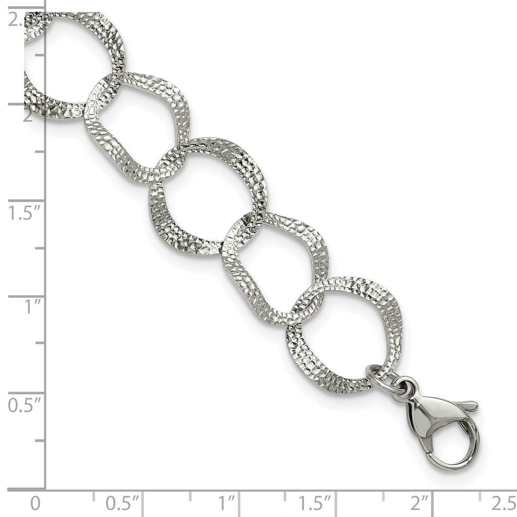 Polished Textured Stainless Steel Bracelet 15mm