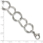 Polished Textured Stainless Steel Bracelet 15mm
