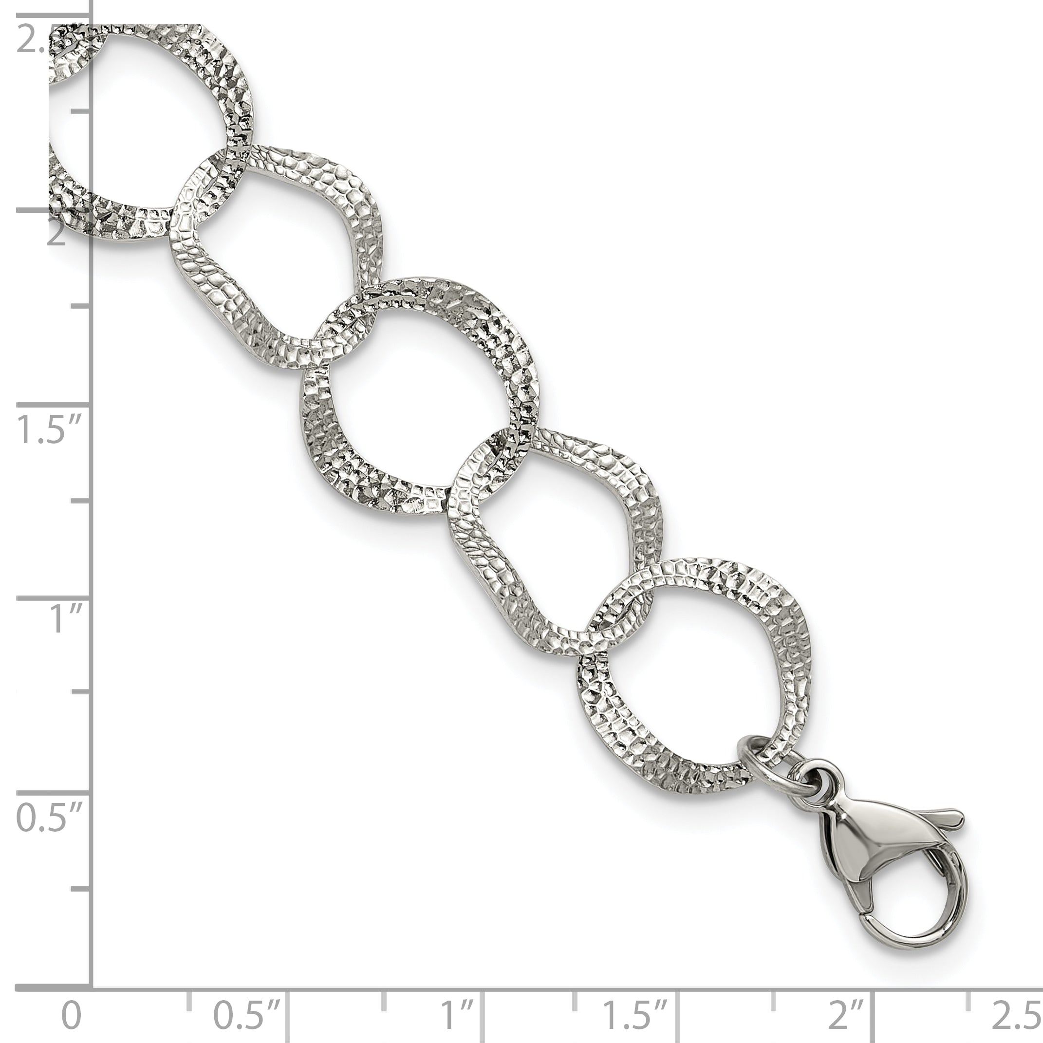 Polished Textured Stainless Steel Bracelet 15mm