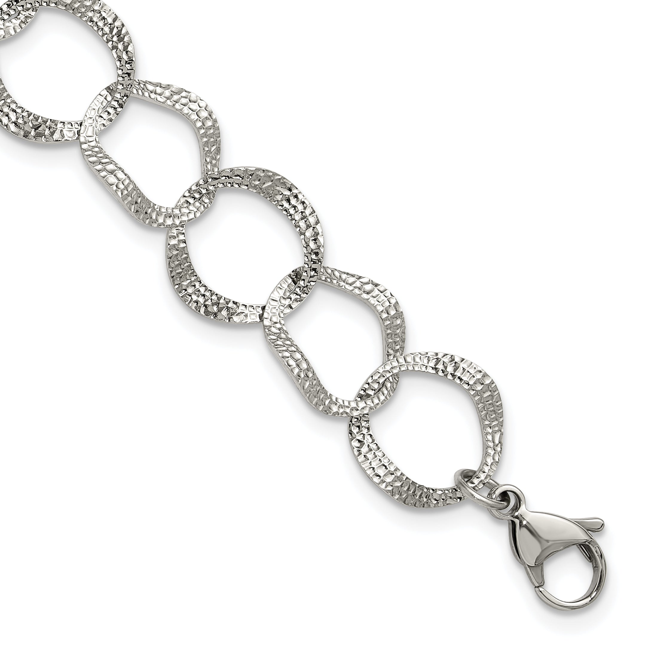 Polished Textured Stainless Steel Bracelet 15mm Main image