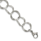 Polished Textured Stainless Steel Bracelet 15mm