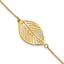 Gold-Tone Polished Leaf Stainless Steel Cable Chain Bracelet 1mm